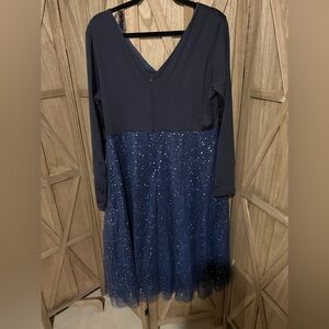 NWT blue dress with layered tulle skirt
